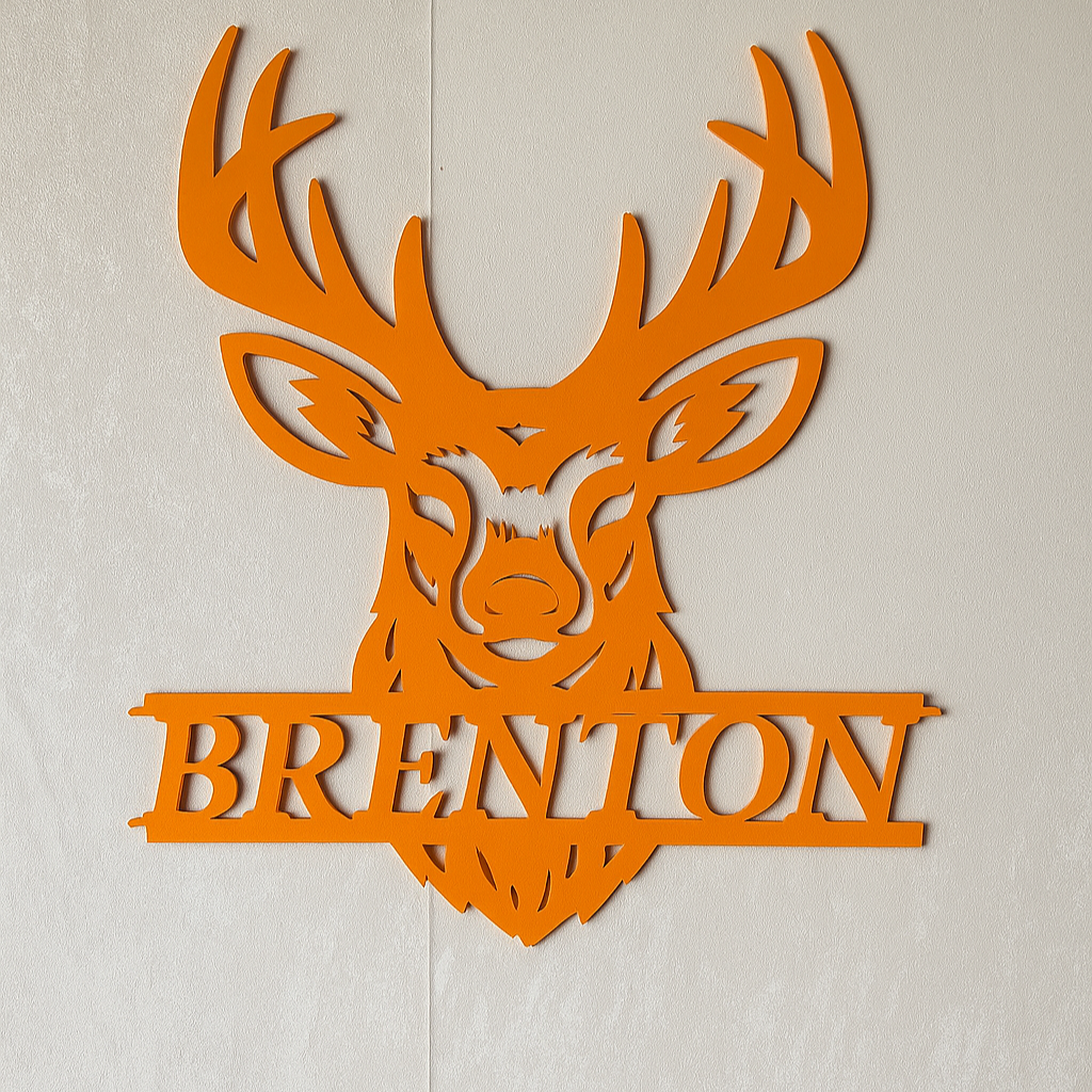 Deer Head Name Plaque - Laser Wood Designs