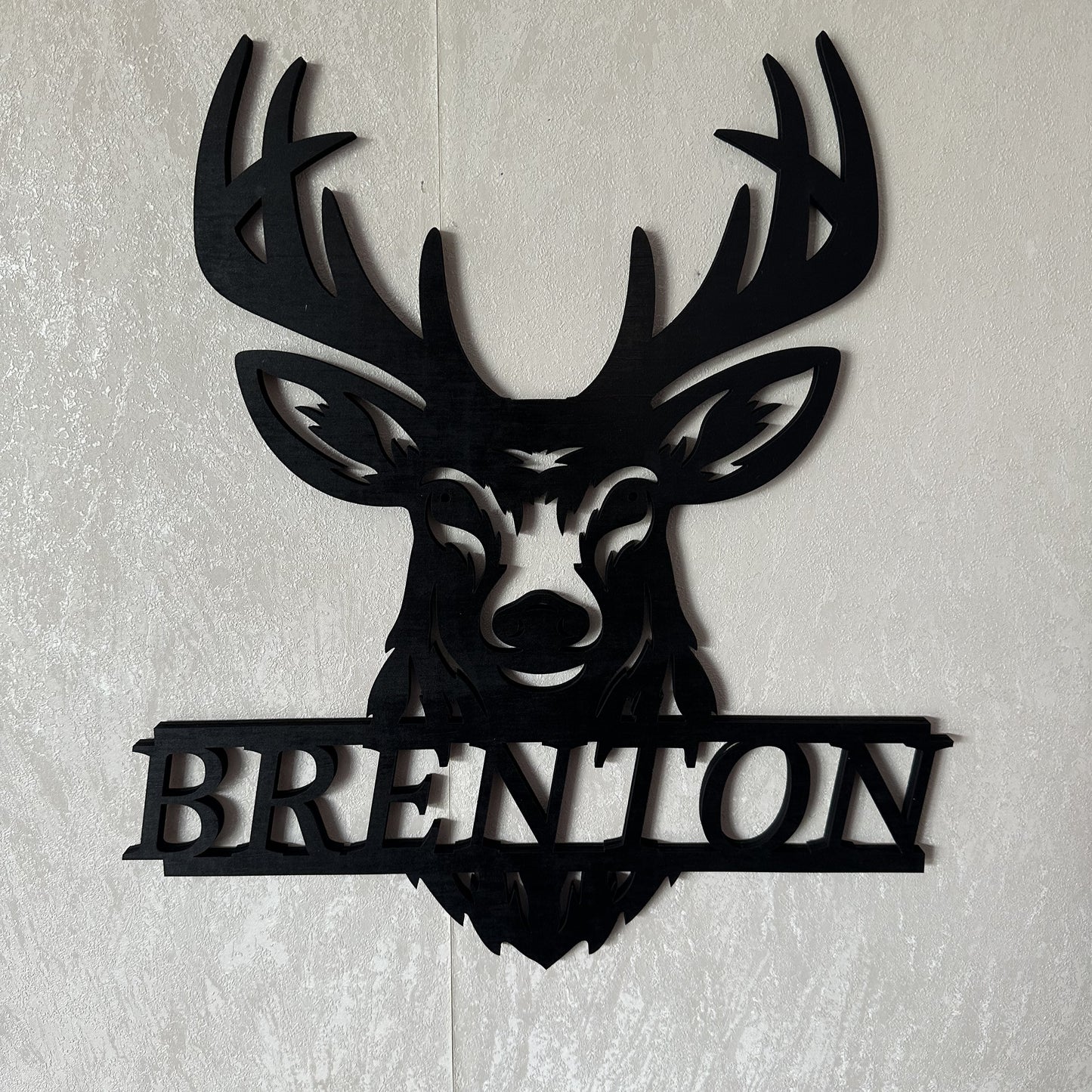 Deer Head Name Plaque - Laser Wood Designs