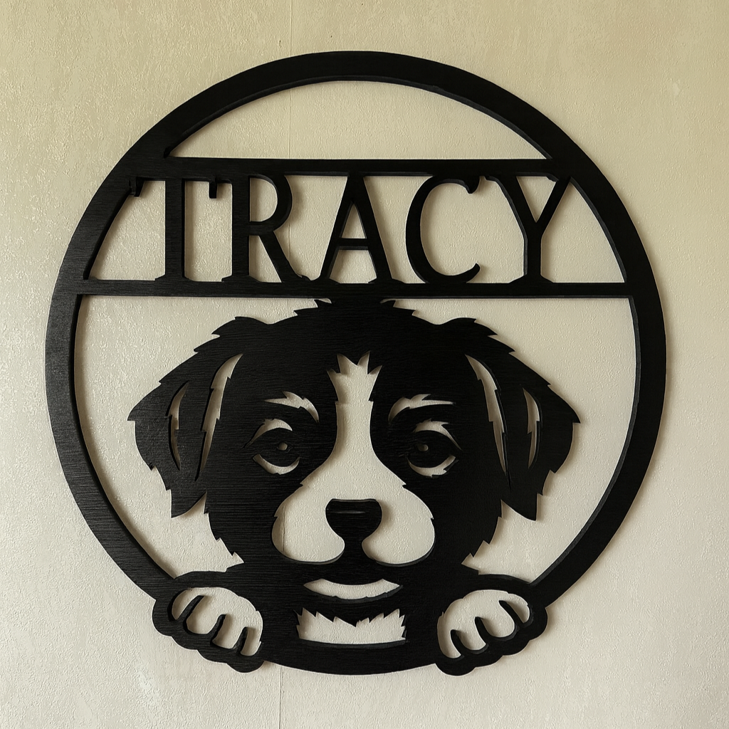 Puppy Name Wall Art - Laser Wood Designs