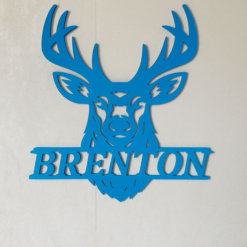 Deer Head Name Plaque - Laser Wood Designs