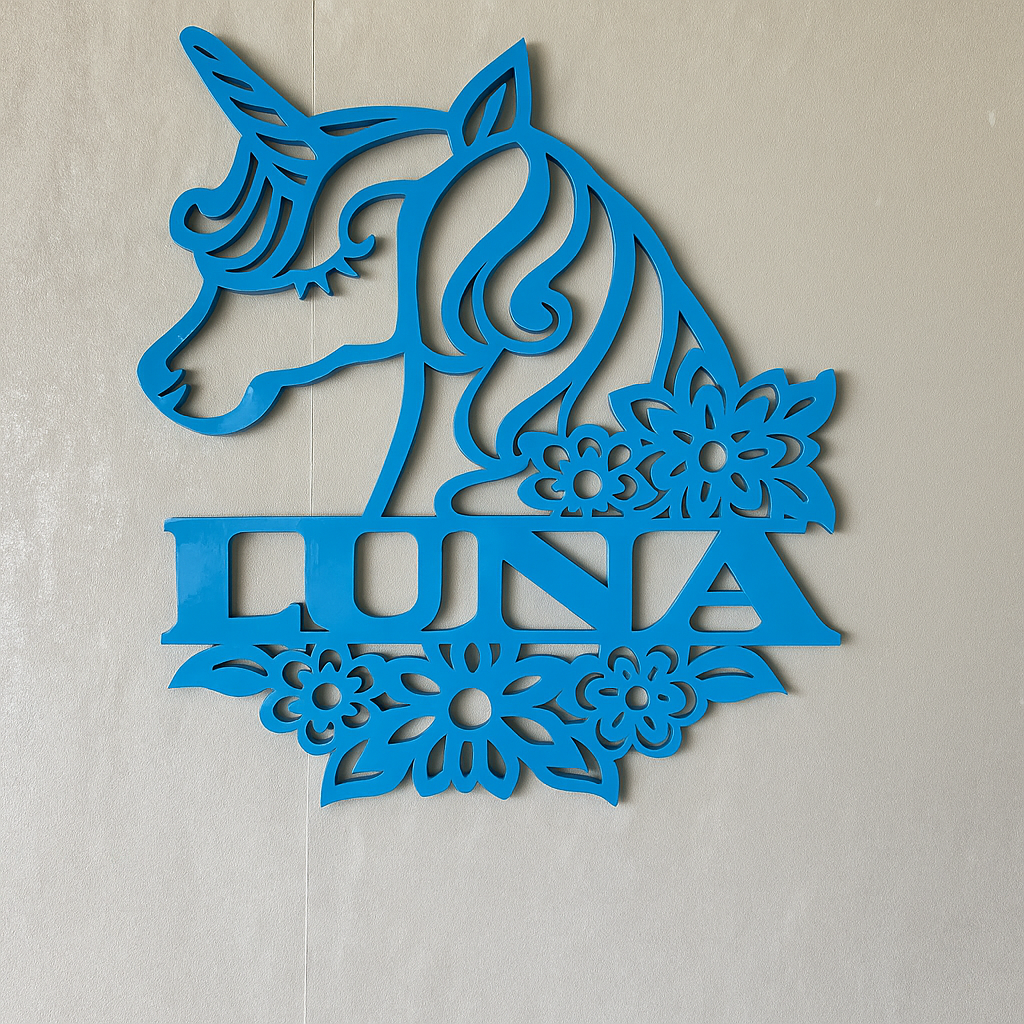 Unicorn name cut out - Laser Wood Designs