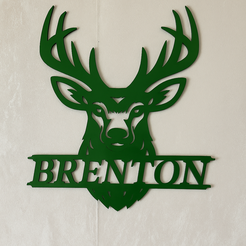 Deer Head Name Plaque - Laser Wood Designs