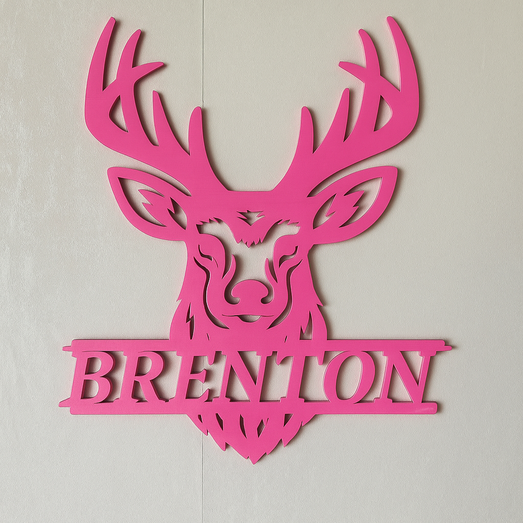Deer Head Name Plaque - Laser Wood Designs