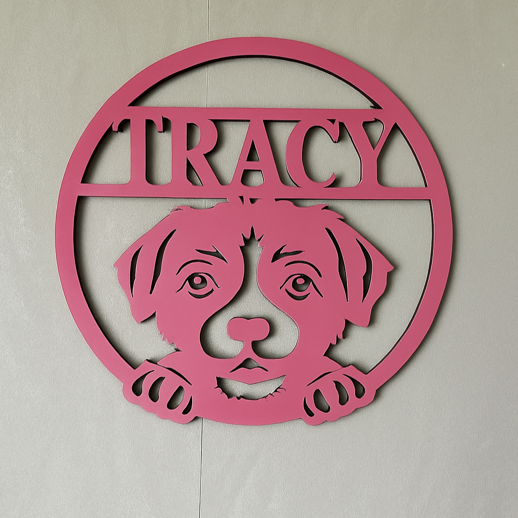 Puppy Name Wall Art - Laser Wood Designs