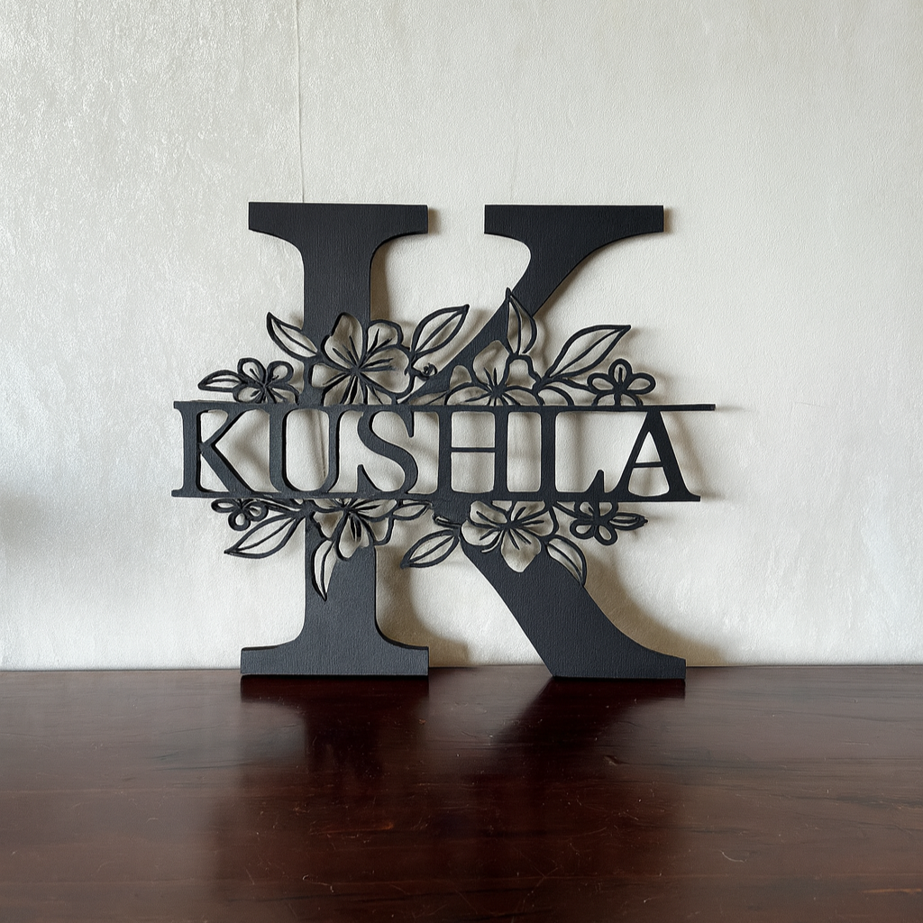 Floral Monogram - Landscape Style - Laser Wood Designs