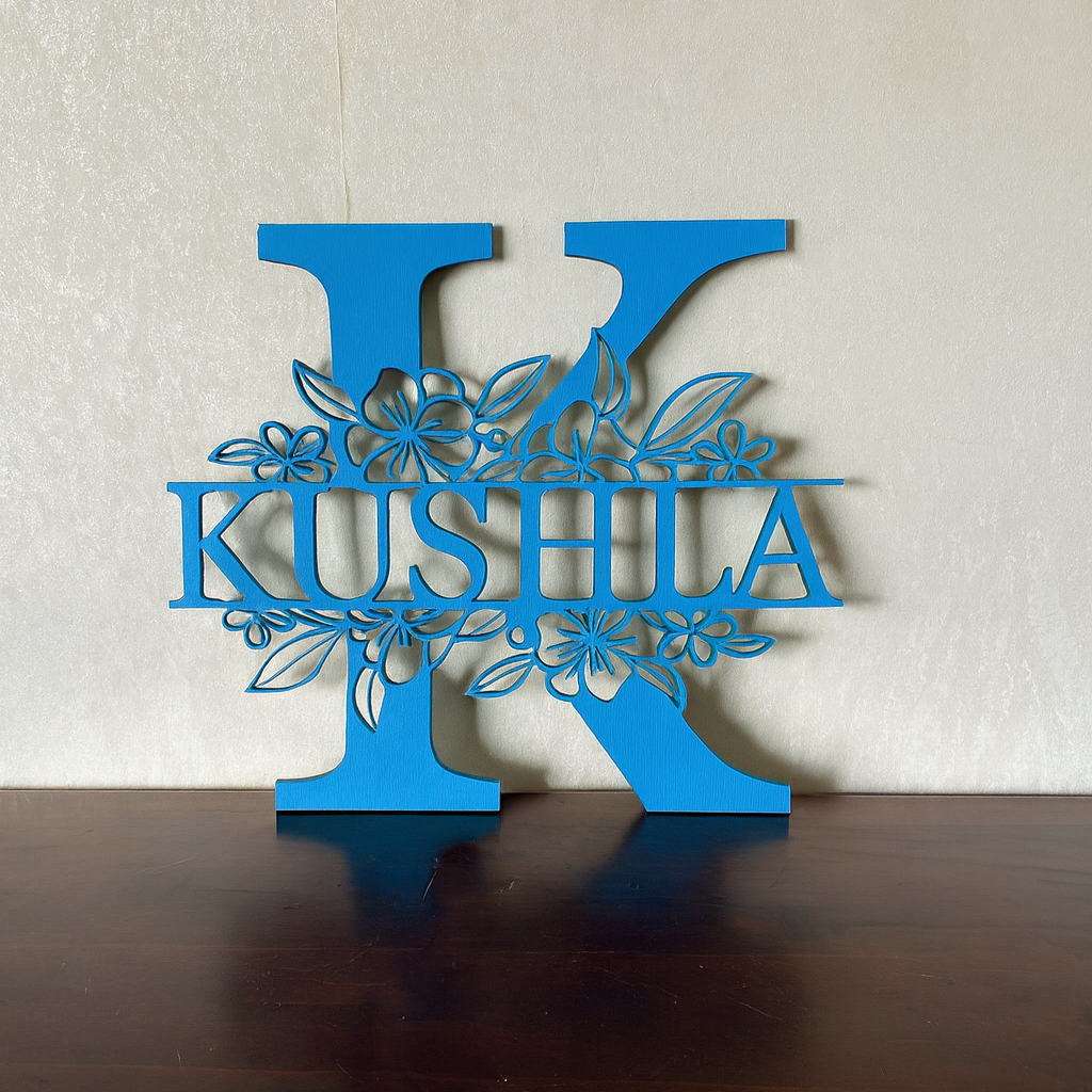 Floral Monogram - Landscape Style - Laser Wood Designs