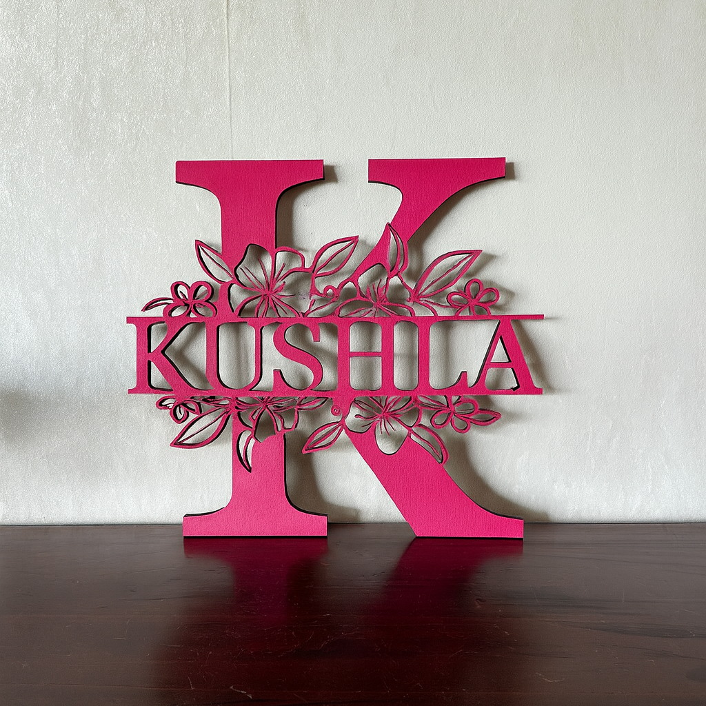 Floral Monogram - Landscape Style - Laser Wood Designs