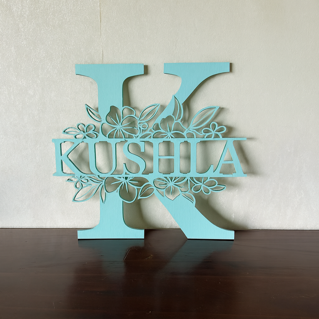 Floral Monogram - Landscape Style - Laser Wood Designs