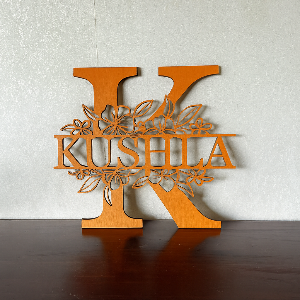 Floral Monogram - Landscape Style - Laser Wood Designs