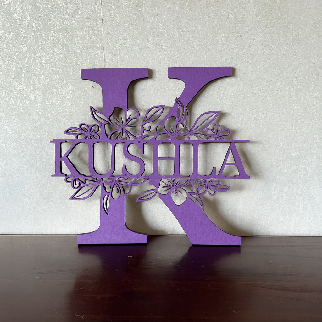 Floral Monogram - Landscape Style - Laser Wood Designs