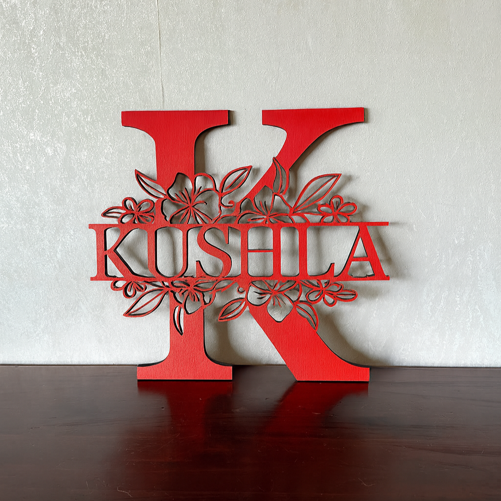 Floral Monogram - Landscape Style - Laser Wood Designs