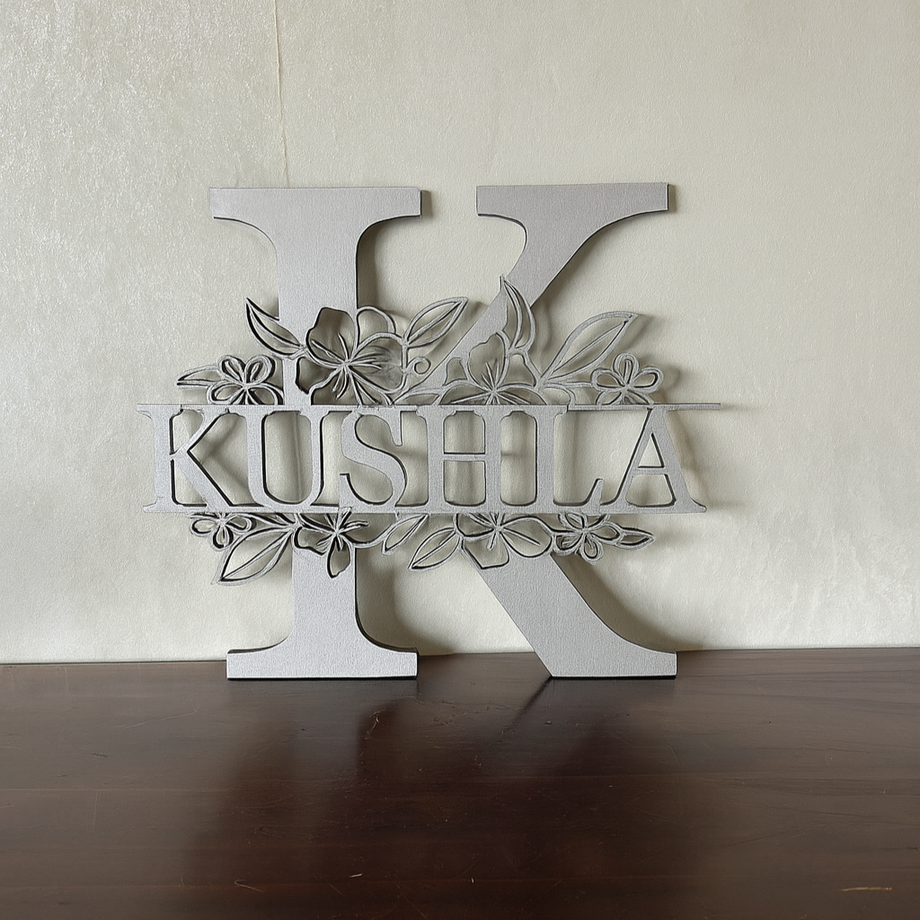 Floral Monogram - Landscape Style - Laser Wood Designs