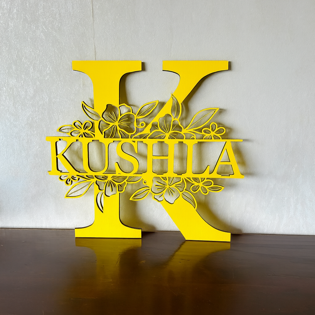 Floral Monogram - Landscape Style - Laser Wood Designs