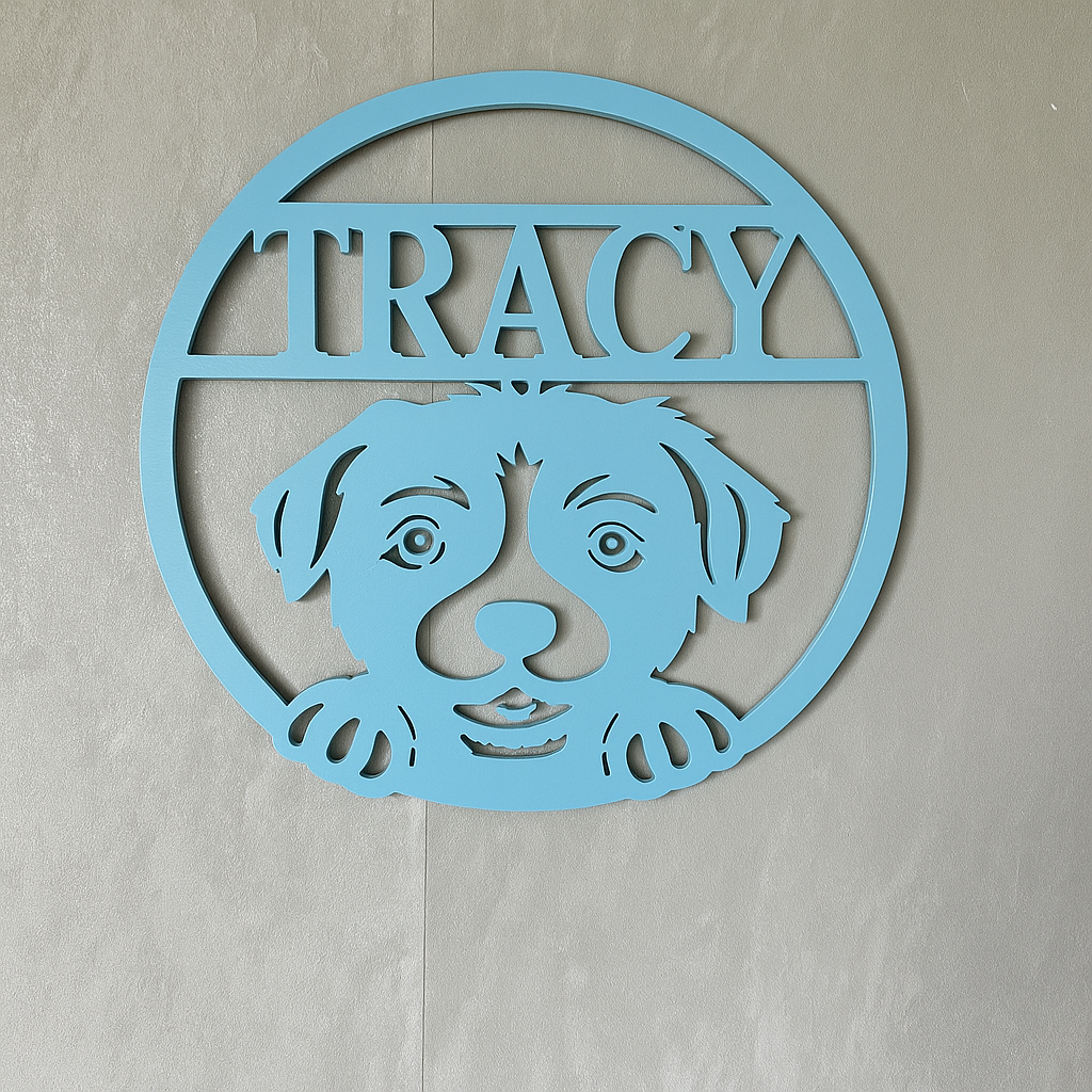 Puppy Name Wall Art - Laser Wood Designs
