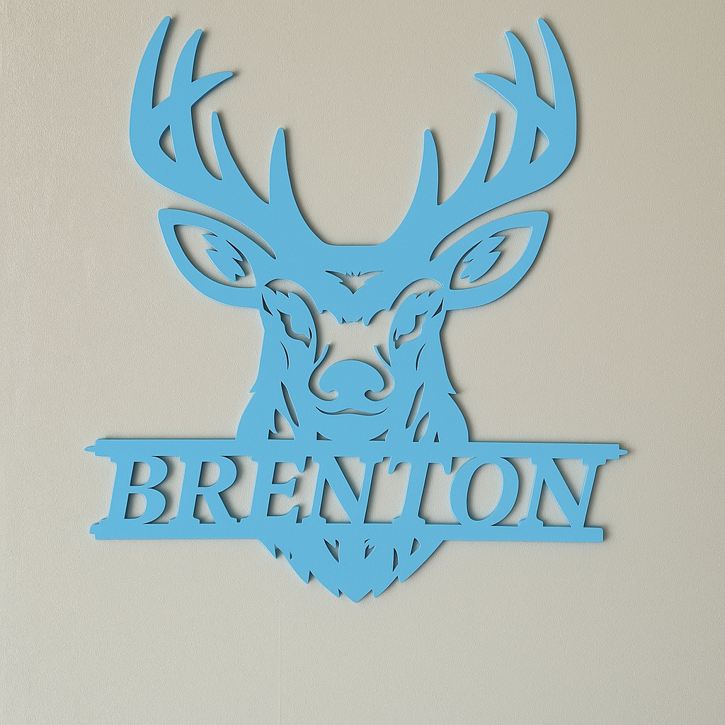 Deer Head Name Plaque - Laser Wood Designs