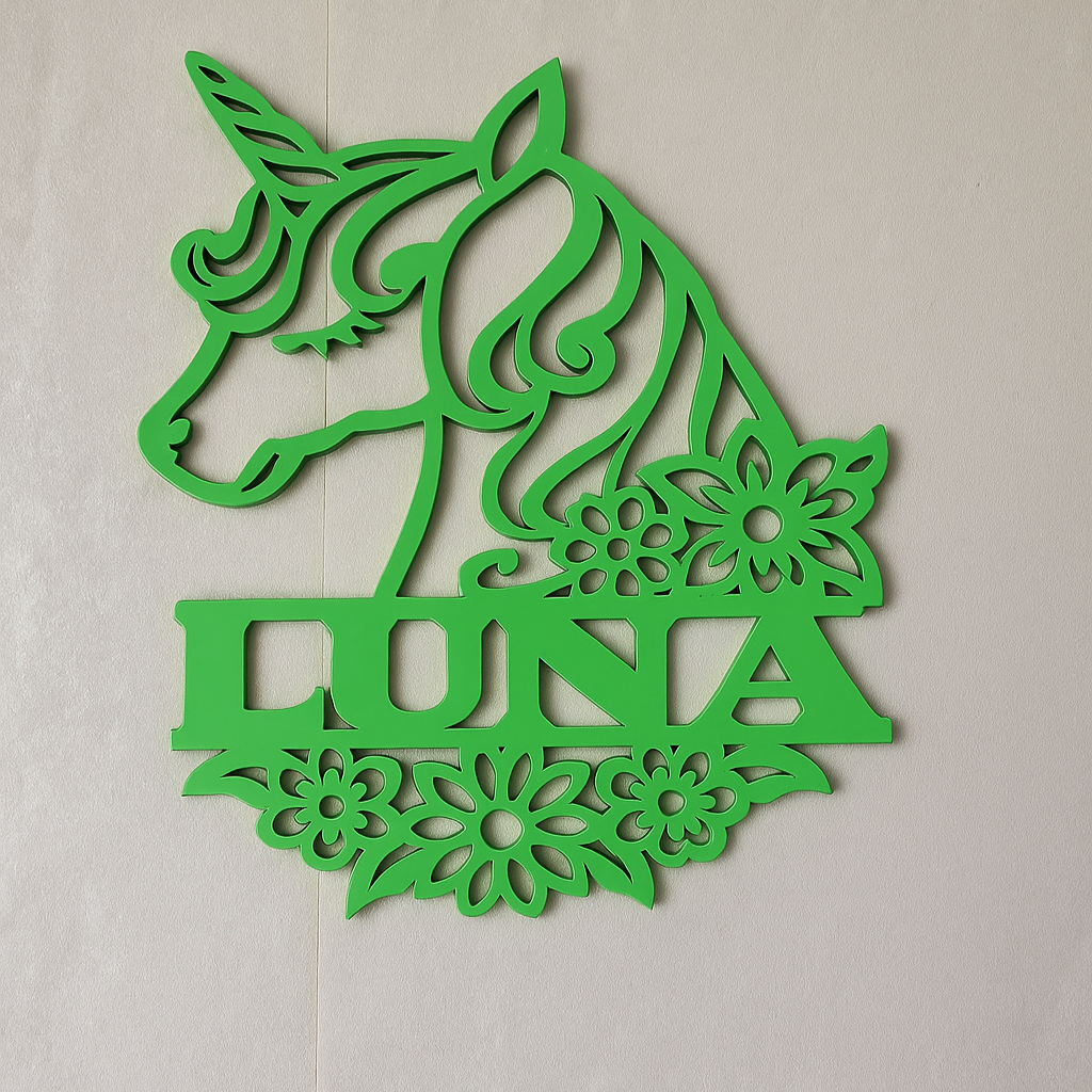 Unicorn name cut out - Laser Wood Designs