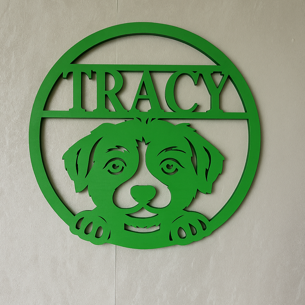 Puppy Name Wall Art - Laser Wood Designs