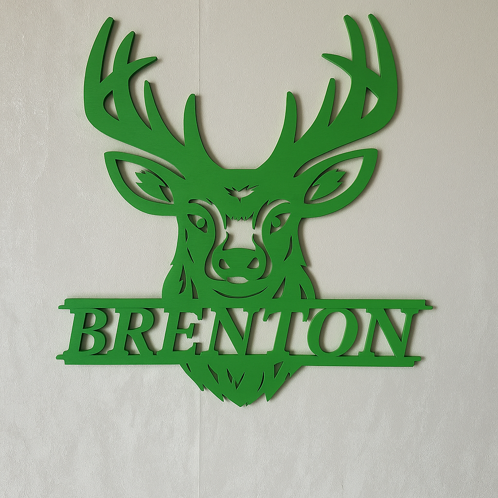 Deer Head Name Plaque - Laser Wood Designs