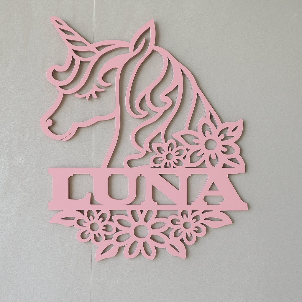 Unicorn name cut out - Laser Wood Designs