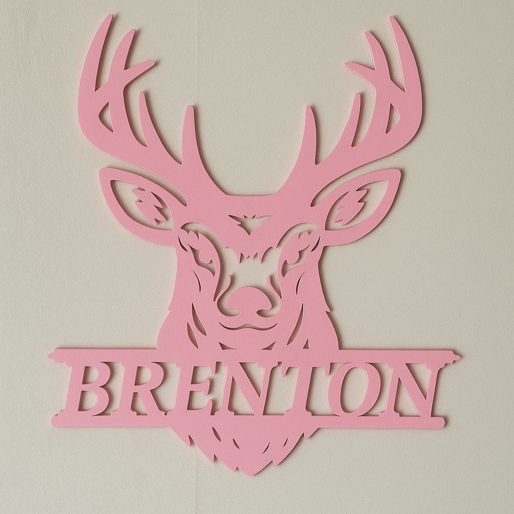 Deer Head Name Plaque - Laser Wood Designs