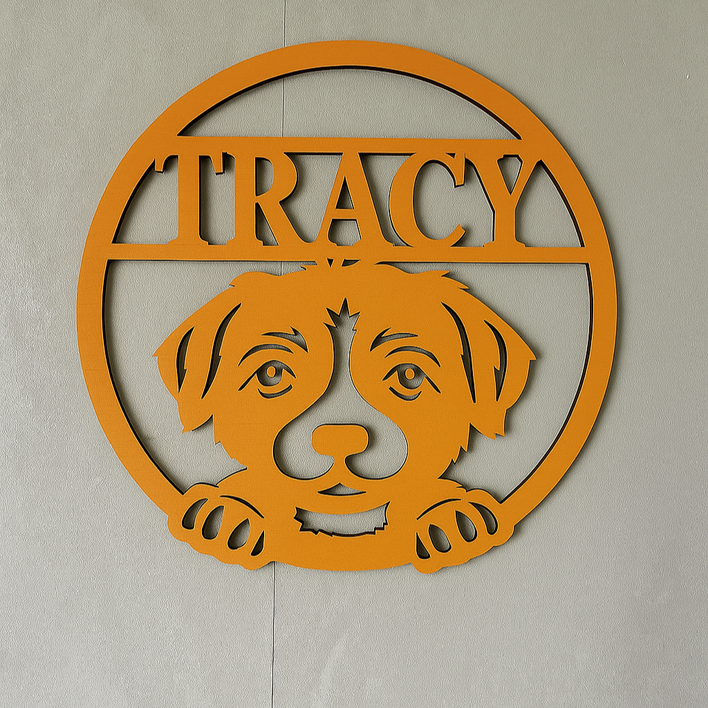 Puppy Name Wall Art - Laser Wood Designs