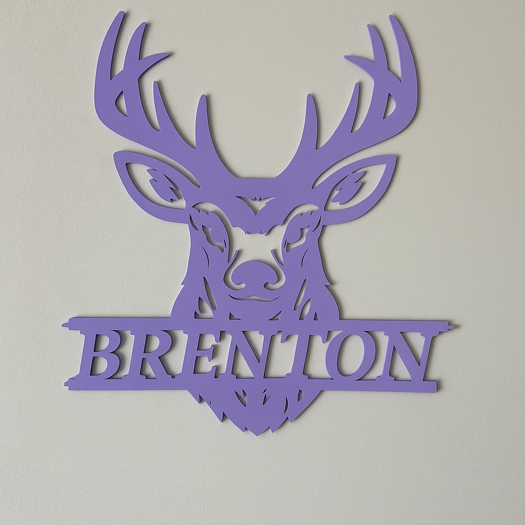 Deer Head Name Plaque - Laser Wood Designs