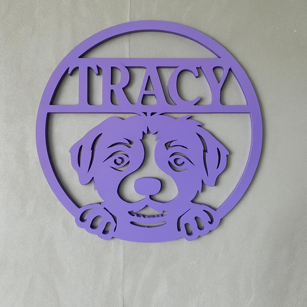 Puppy Name Wall Art - Laser Wood Designs