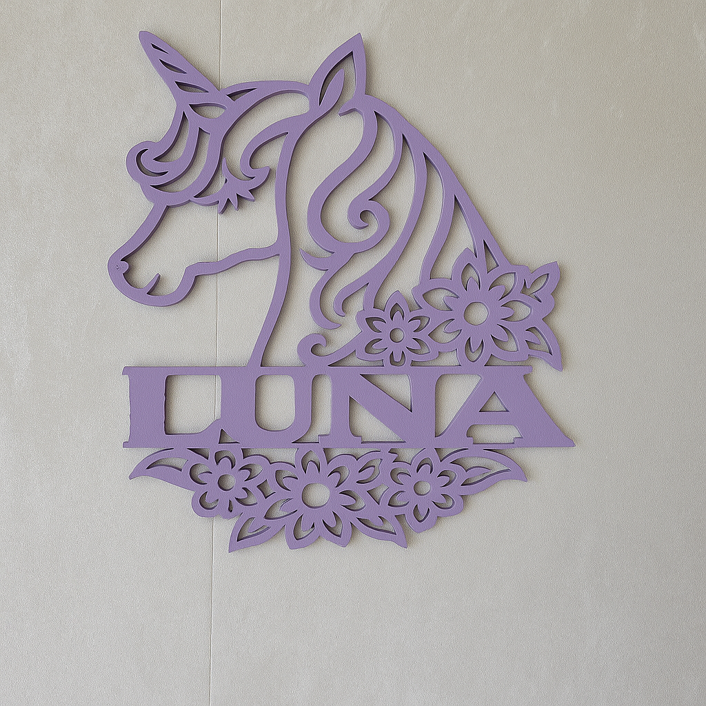 Unicorn name cut out - Laser Wood Designs