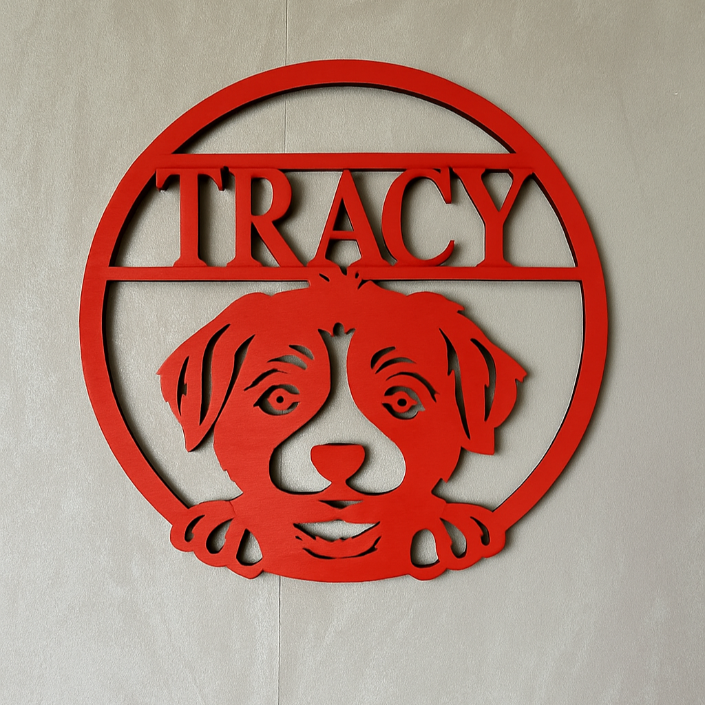 Puppy Name Wall Art - Laser Wood Designs