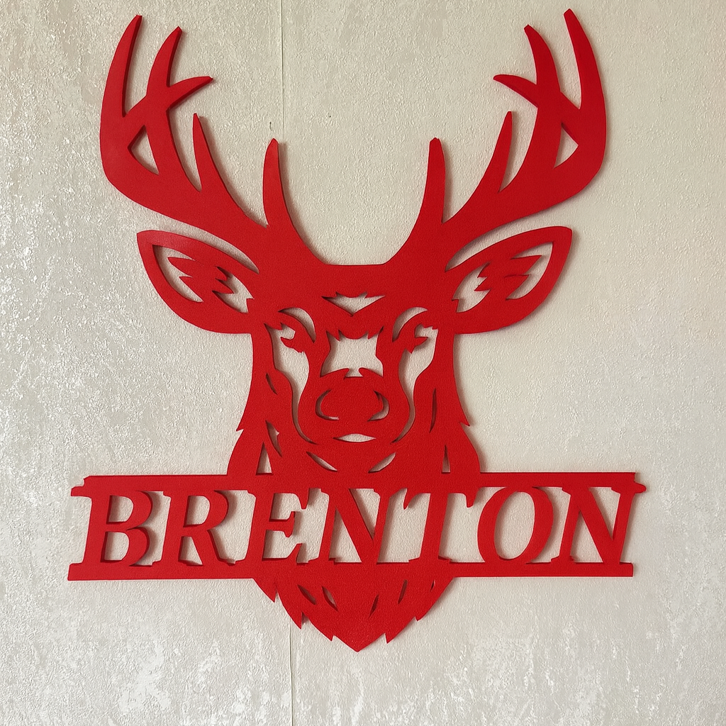 Deer Head Name Plaque - Laser Wood Designs