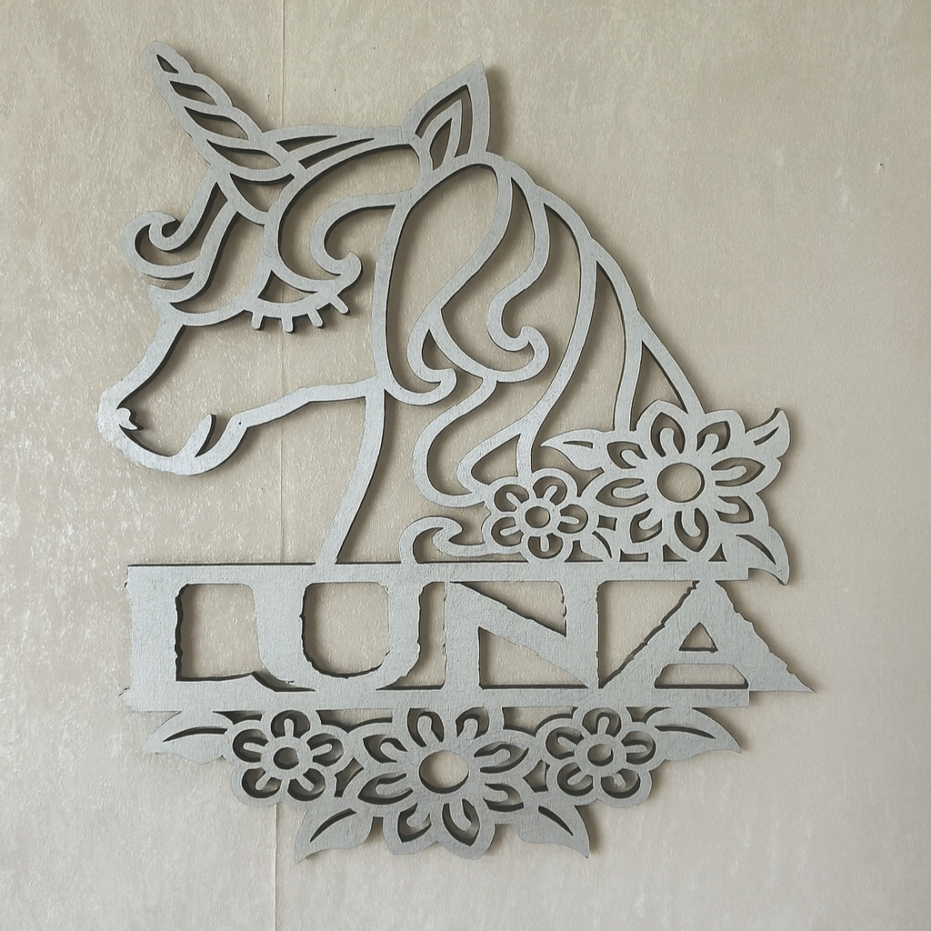 Unicorn name cut out - Laser Wood Designs