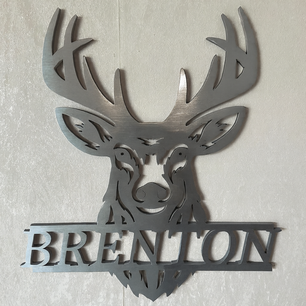 Deer Head Name Plaque - Laser Wood Designs