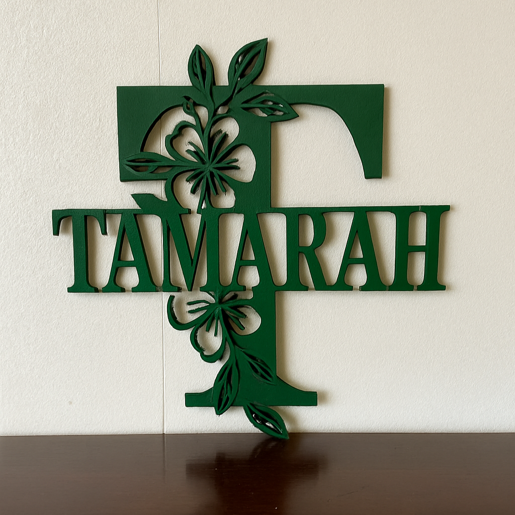 Floral Monogram - Portrait Style - Laser Wood Designs