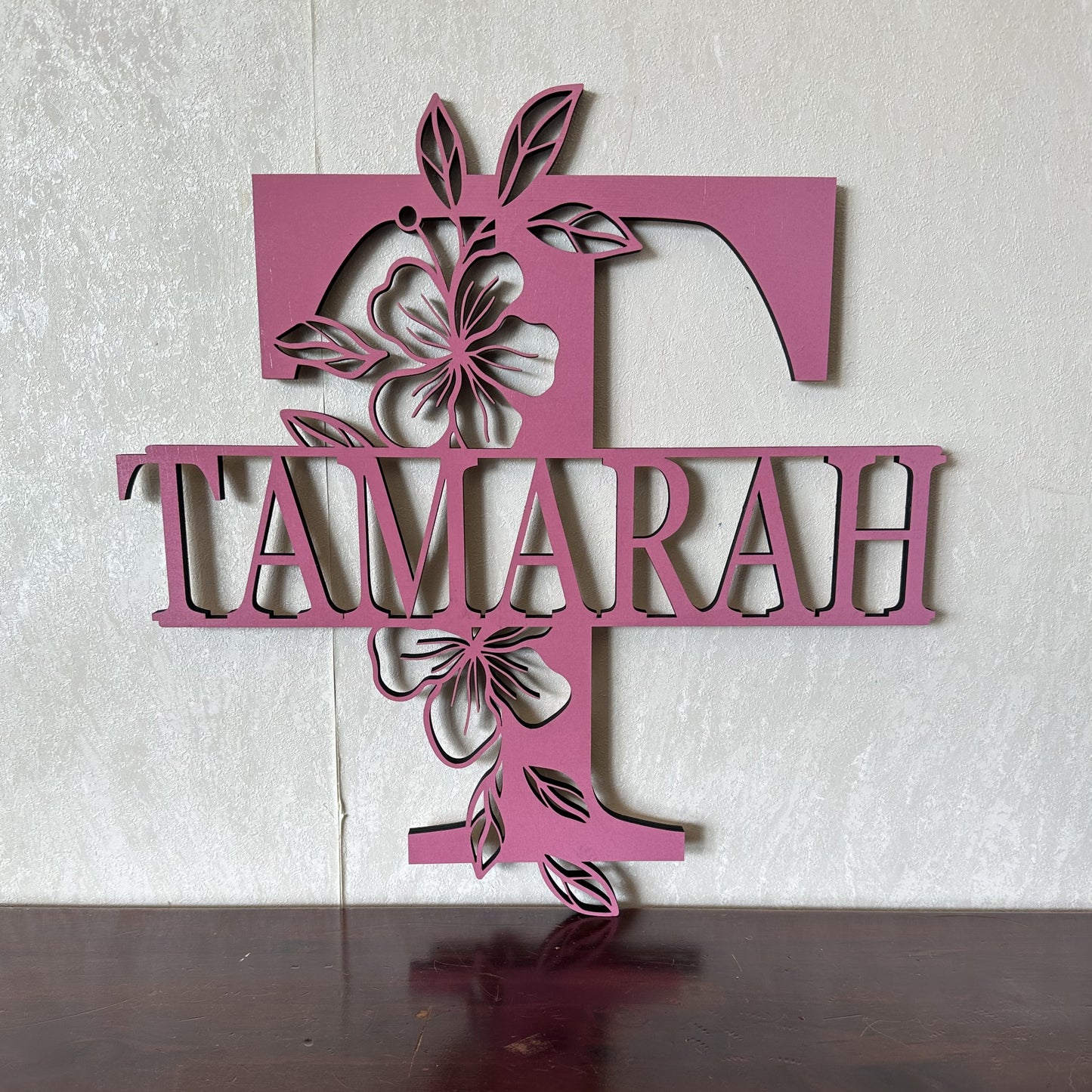 Floral Monogram - Portrait Style - Laser Wood Designs