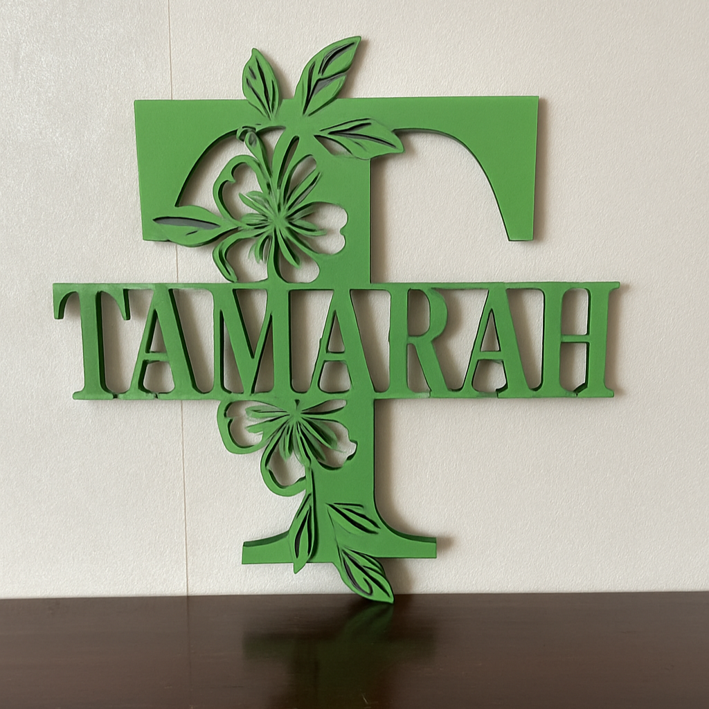 Floral Monogram - Portrait Style - Laser Wood Designs