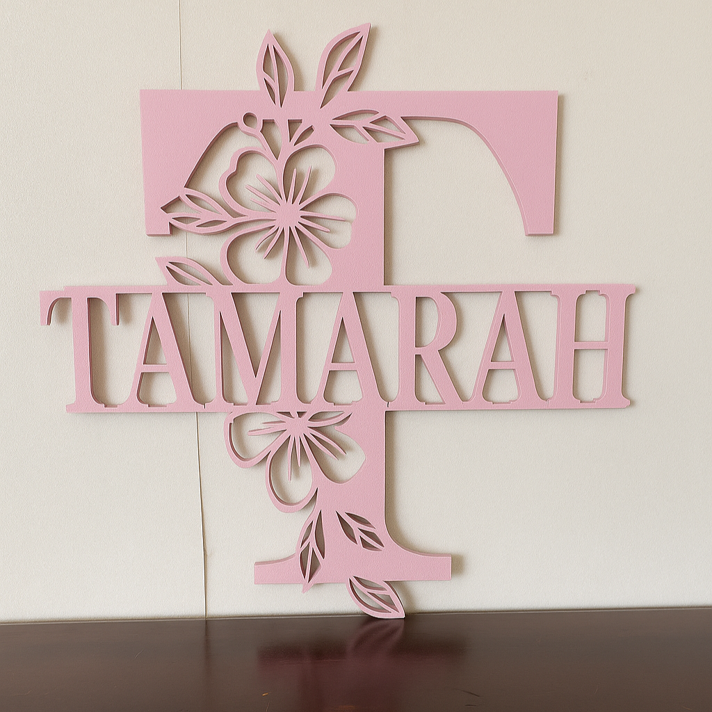 Floral Monogram - Portrait Style - Laser Wood Designs