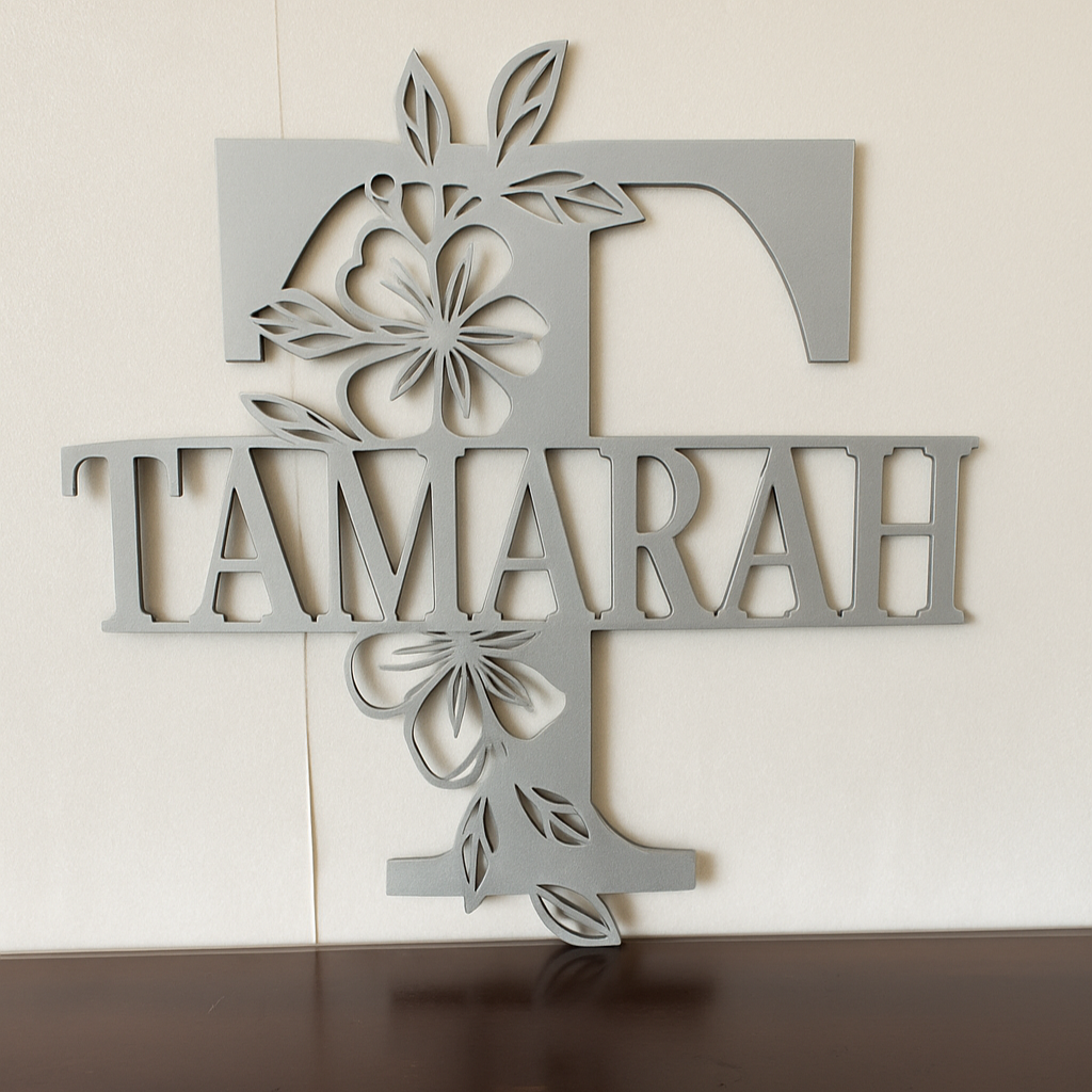 Floral Monogram - Portrait Style - Laser Wood Designs