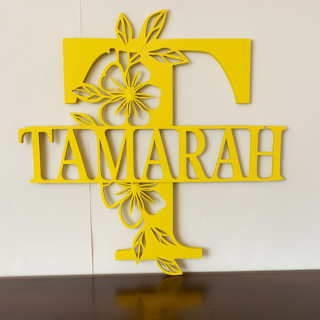 Floral Monogram - Portrait Style - Laser Wood Designs