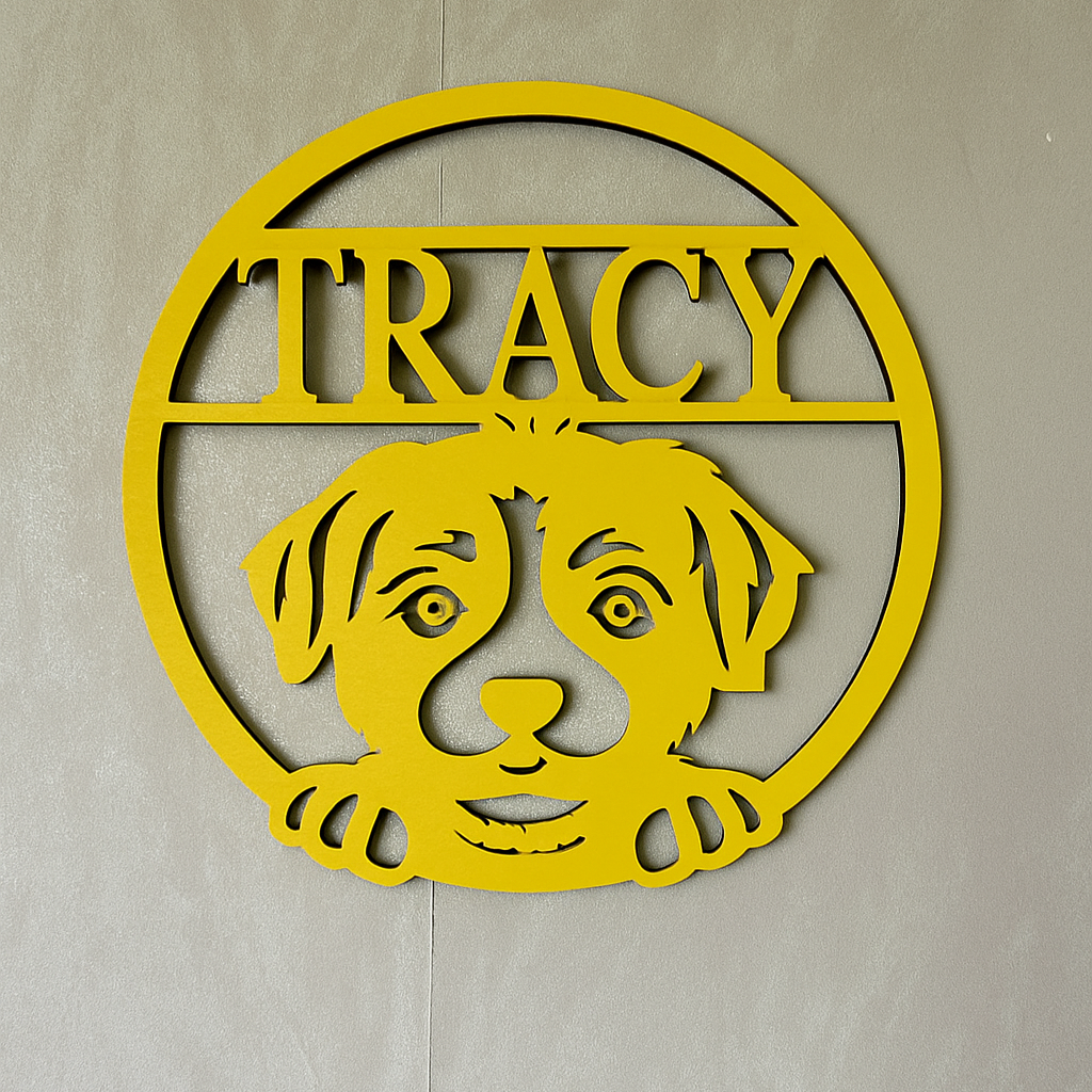 Puppy Name Wall Art - Laser Wood Designs