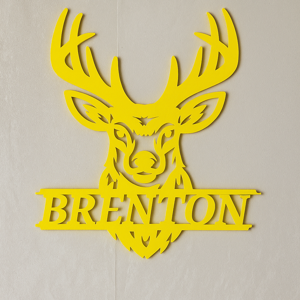 Deer Head Name Plaque - Laser Wood Designs